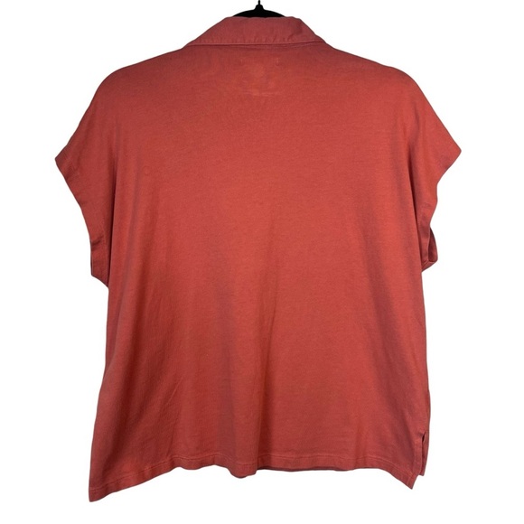 Madewell Cropped Relaxed Causal Polo Short Sleeve Burnt Orange Large - Picture 4 of 6
